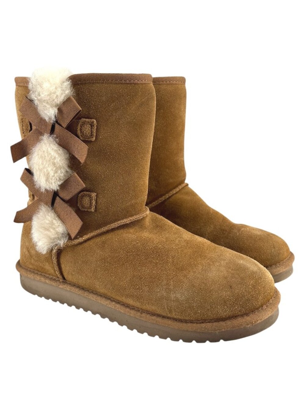 Koolaburra by UGG Victoria Short Suede Snow Boots 8 Bow Mid Calf Coquette